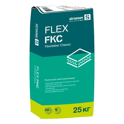 FLEX FKC Высокоэластичный клей (С2 ТЕ, S1) strasser, 72983 FLEX FKS Плиточный клей эластичный (C2 TE S1) Strasser, 25 кг