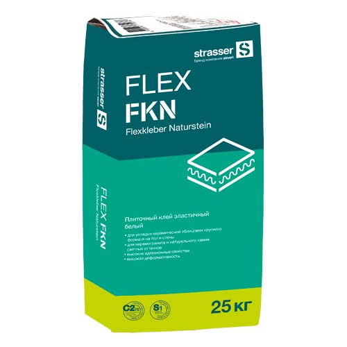 FLEX FKN Плиточный клей эластичный белый (С2 ТЕ S1) strasser, FLEX FKN 25кг Плиточный клей эластичный С2 ТЕ S1 белый Quick-Mix