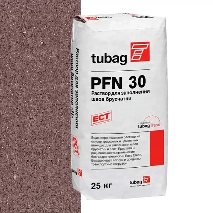 PFN30 Раствор для заполнения швов брусчатки, темно-коричневый tubag, PFN30 25кг Раствор для заполнения швов брусчатки темно-коричневый Tubag