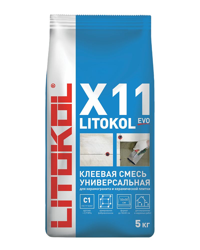 LITOKOL X11 EVO усиленная клеевая смесь, серый