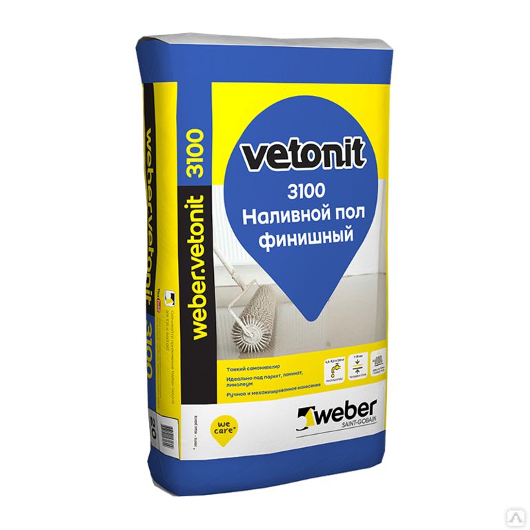 Финишный наливной пол weber.vetonit 3100 20 кг, weber.vetonit Финишный ровнитель для пола Ветонит 3100, 20 кг