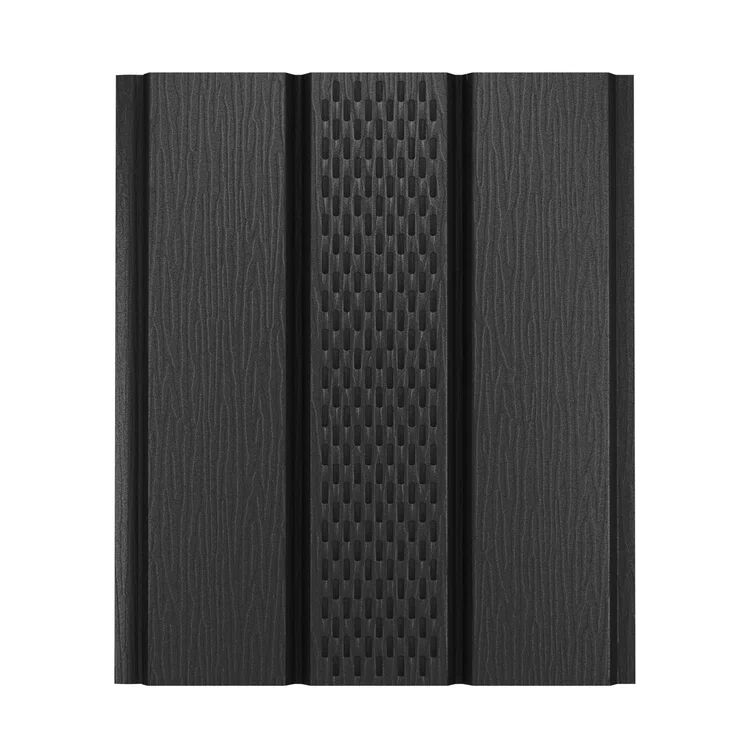 Софит с центральной перфорацией aquAsystem 0.50мм Zn180 Rooftop Бархат 9005 (черный) фактурный 2.4м, 7024 (графитово серый)