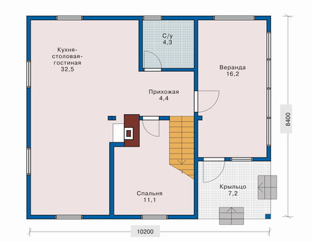 Каркасный дом. 123,0м2 Проект 70-08, автор plans.ru