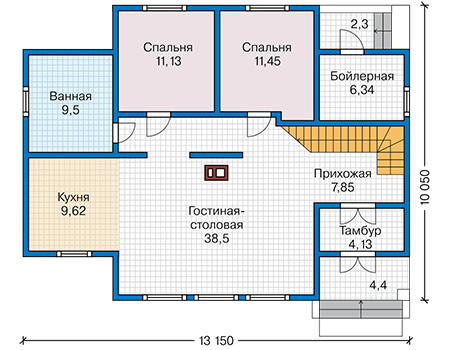 Каркасный дом 98,52м2 Проект 90-43, автор plans.ru