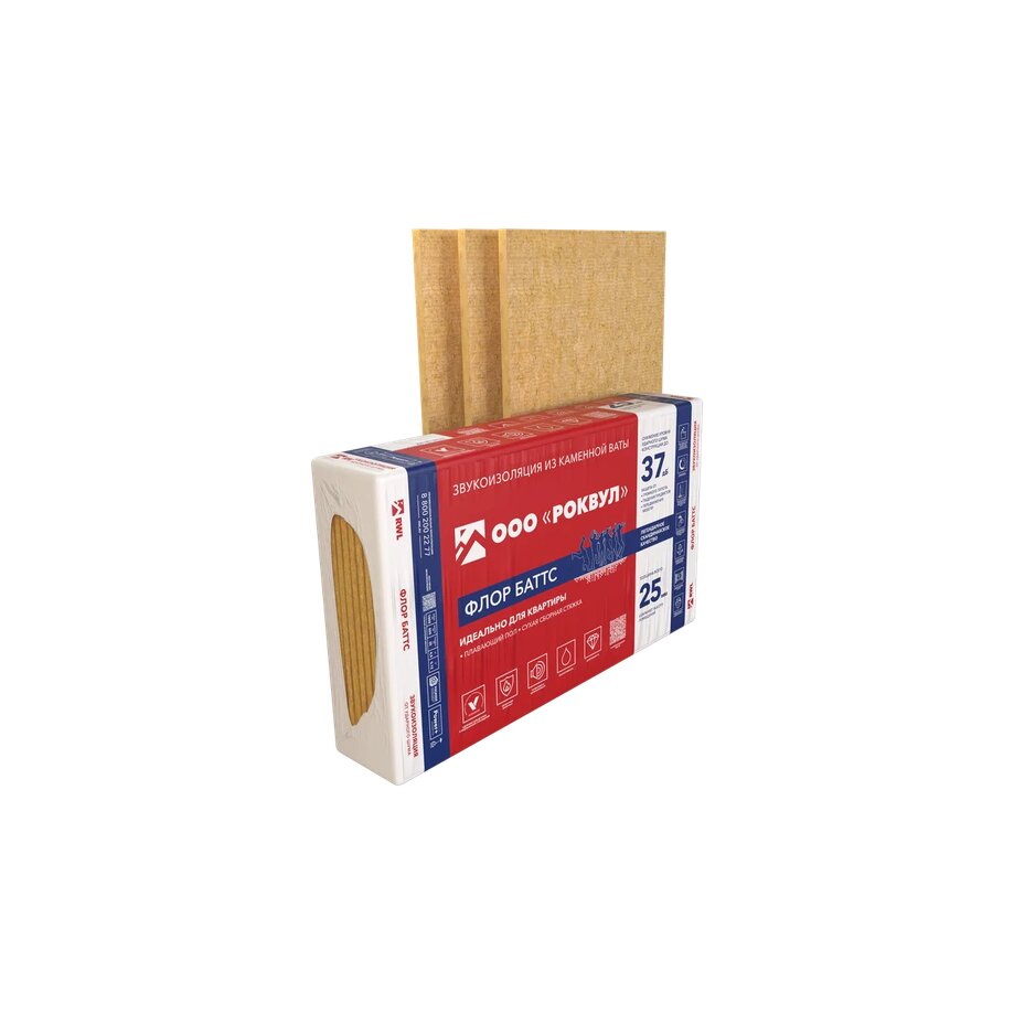 Rockwool ФЛОР БАТТС 25х600х1000/12шт/7.2м2/0.18м3 (32упак/палл) купить в Москве Rockwool ФЛОР БАТТС 25х600х1000/12шт/7.2м2/0.18м3 (32упак/палл)