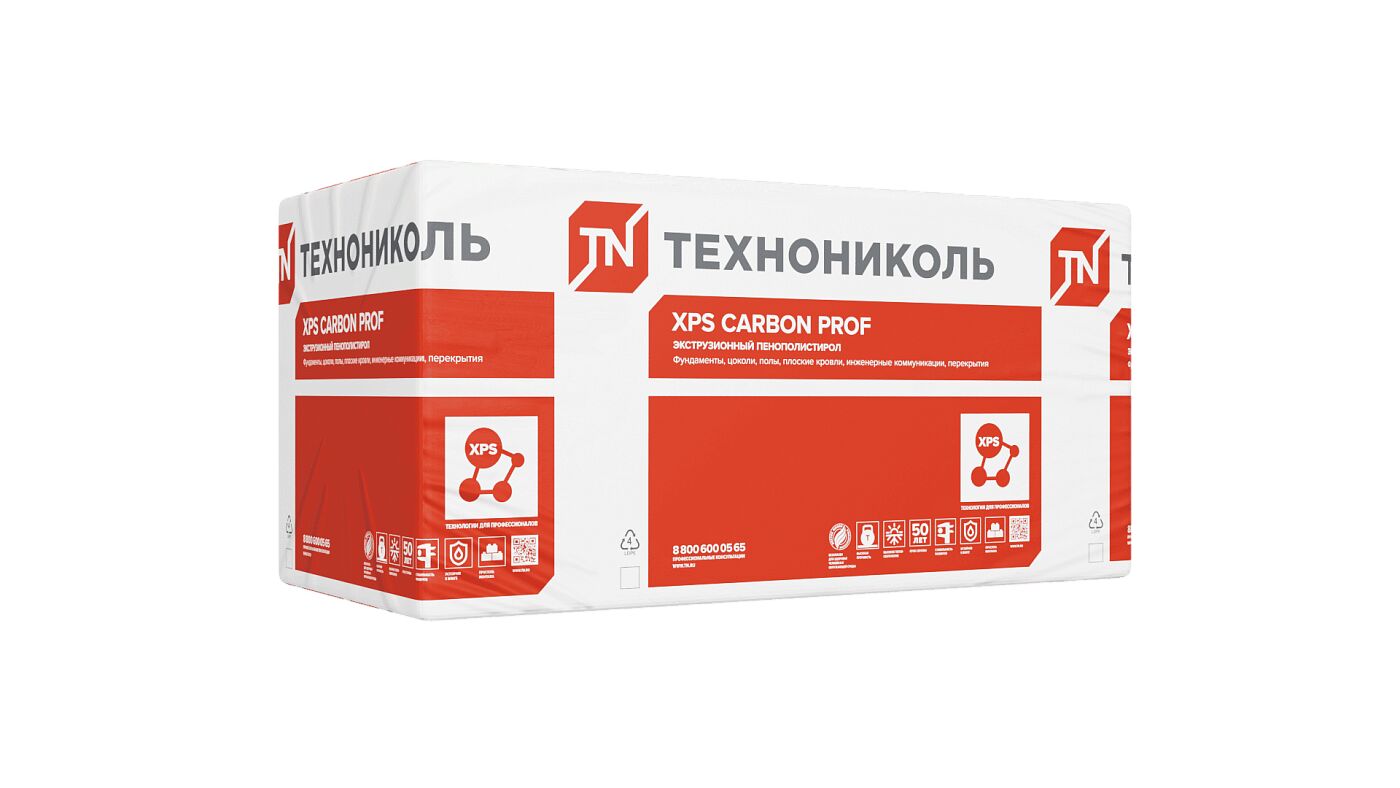 Экструзионный пенополистирол CARBON PROF 300 (КАРБОН ПРОФ) 80х580х1180мм/5шт/3.422м2/0.274м3 купить в Москве