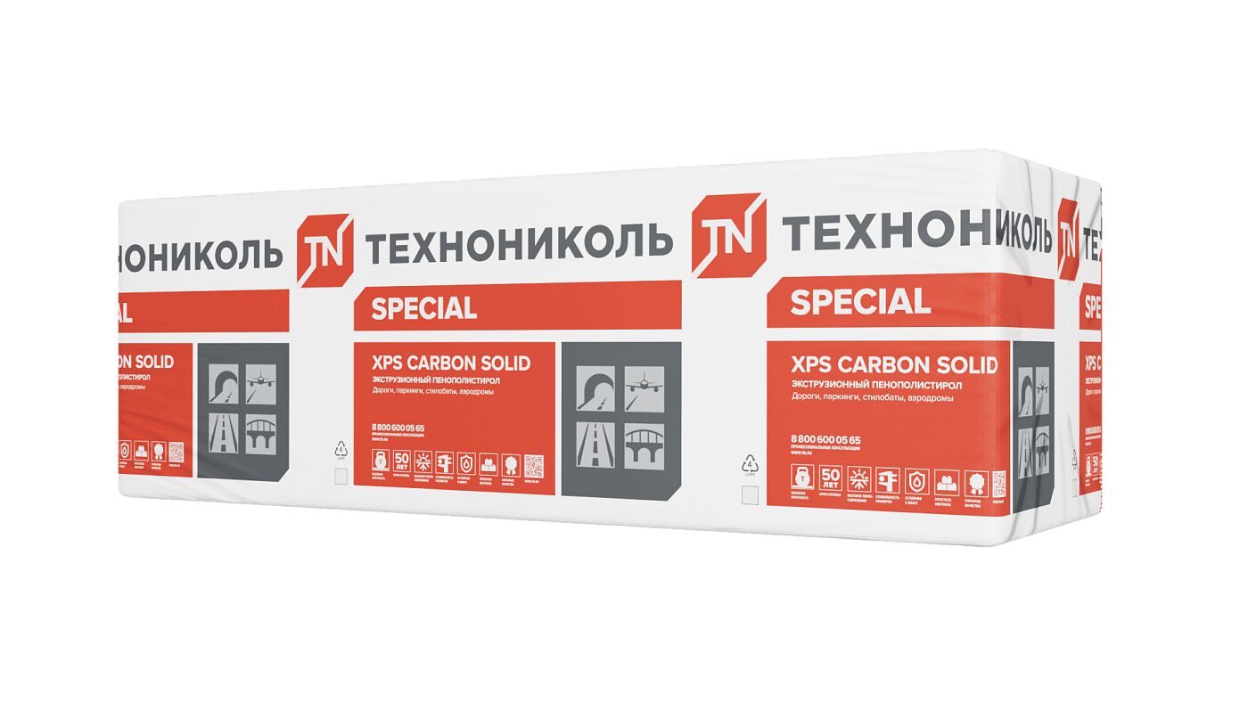 Экструзионный пенополистирол CARBON SOLID 500 (КАРБОН СОЛИД) 40х600х2400мм/10шт/14.4м2/0.576м3 купить в Москве