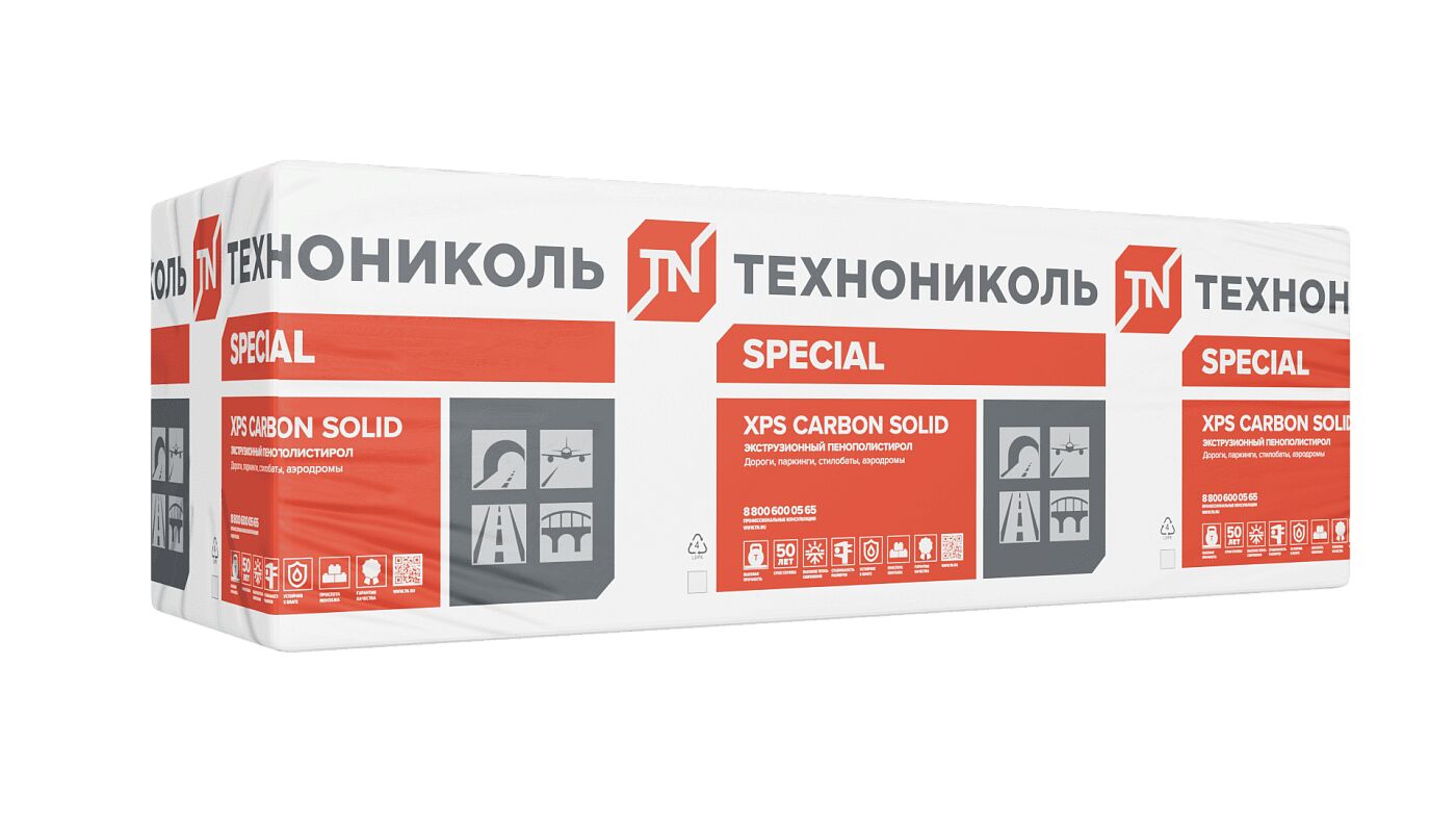 Экструзионный пенополистирол CARBON SOLID 500 (КАРБОН СОЛИД) 60х600х2400мм/5шт/7.2м2/0.432м3 купить в Москве
