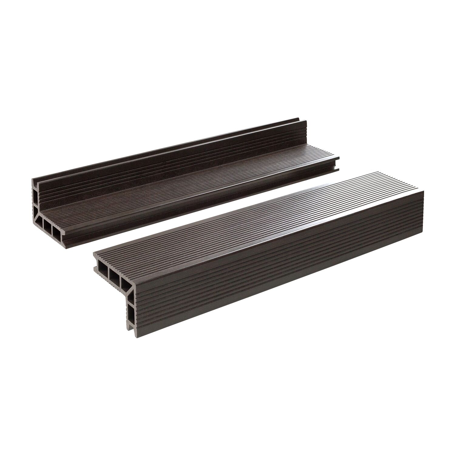 Угловой элемент универсальный GRINDERDECO, ДПК, для окантовки периметра и лестниц, подходит для доски 25мм, двухсторонняя обработка глянцевая,105х65х3000мм купить в Санкт-Петербурге