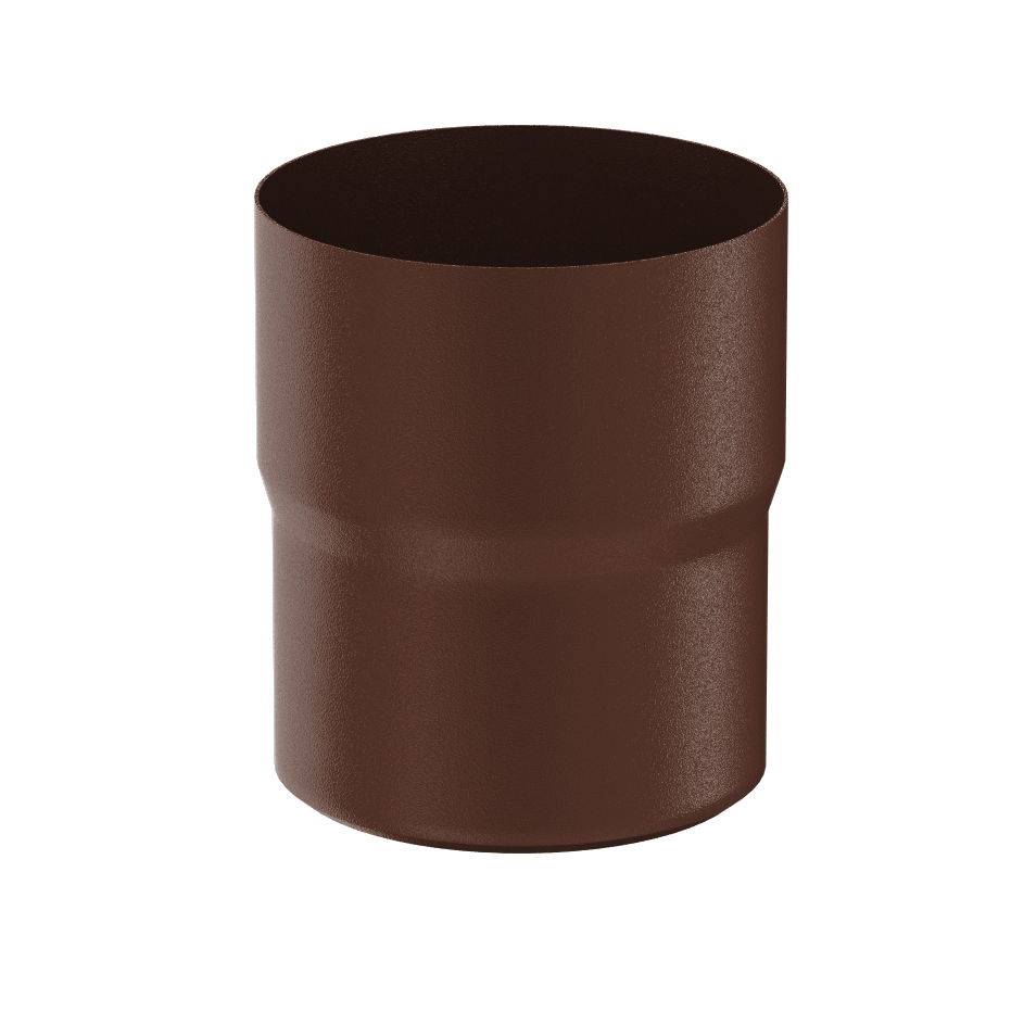 Соединитель трубы металлический матовый, Соединитель водосточной трубы металлический матовый коричневый 8017
