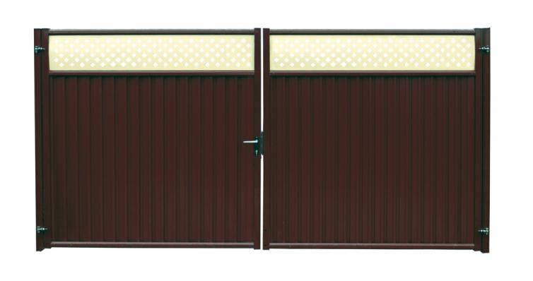 Ворота распашные Estet Plus 2400х3600мм 8017/1014 коричневый Grand Line купить в Санкт-Петербурге