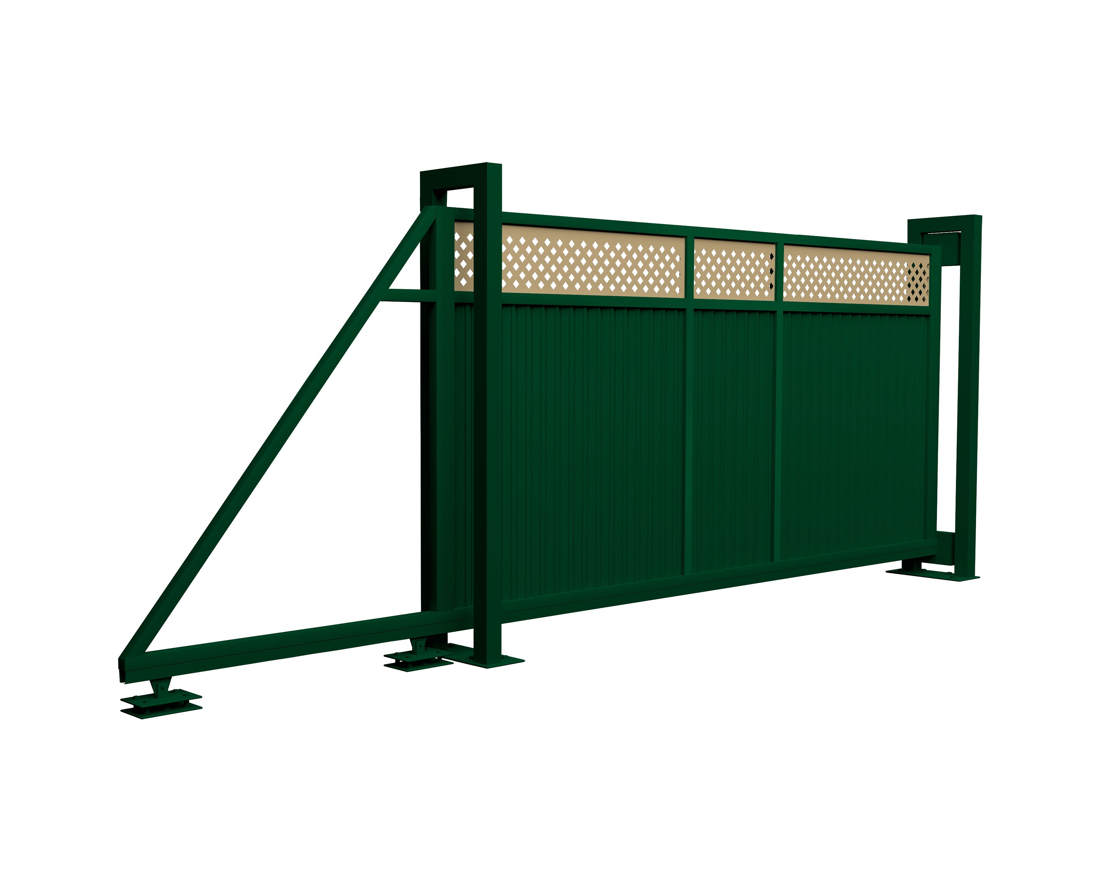 Ворота откатные Estet Plus 2400х4500мм 6005/1014 темно-зеленый Grand Line купить в Санкт-Петербурге