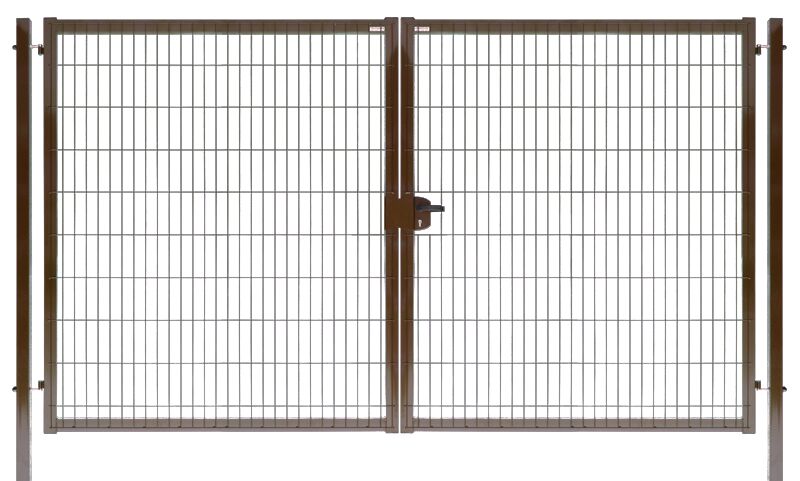 Ворота распашные Medium New Lock 1530х3500мм 8017 коричневый Grand Line купить в Санкт-Петербурге