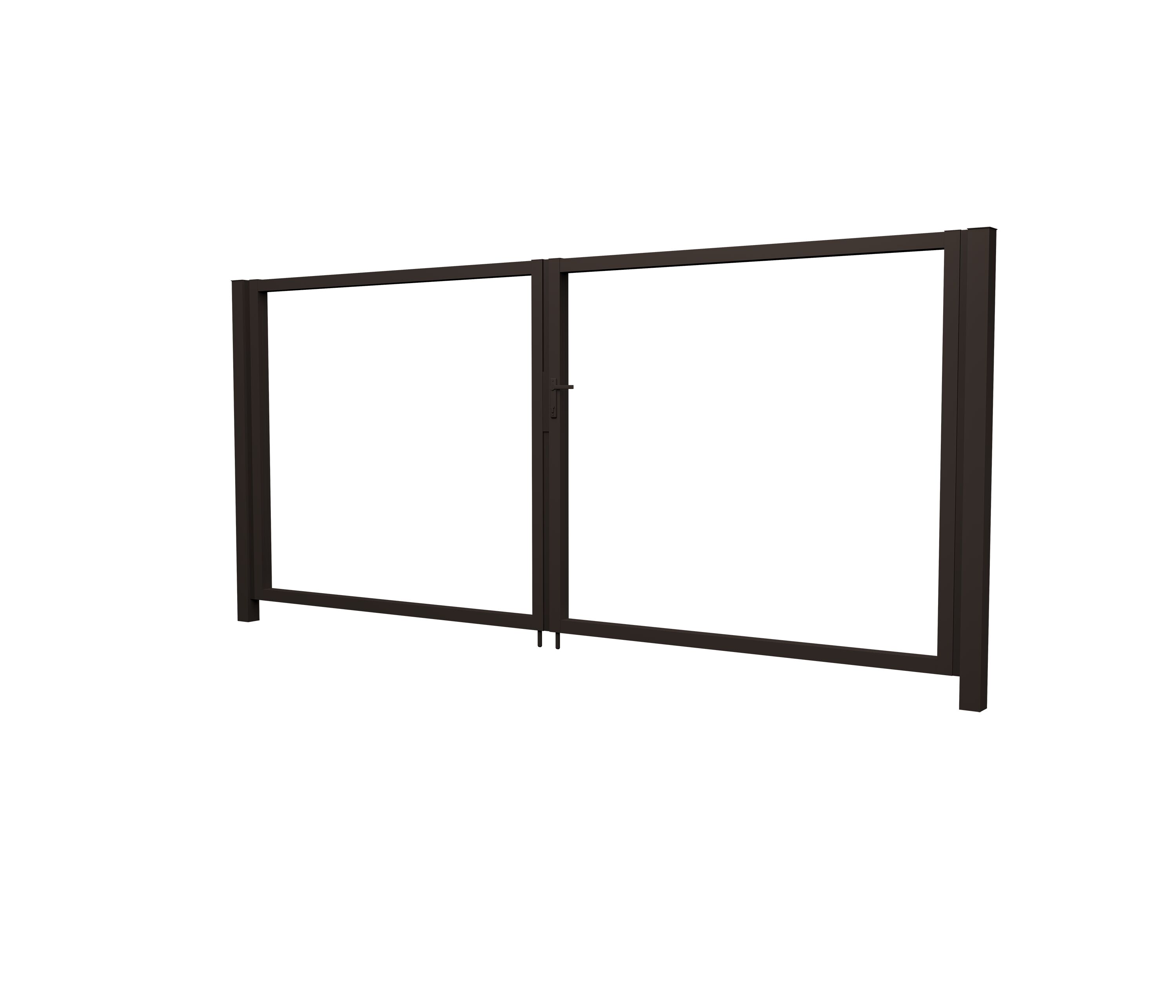 Ворота Жалюзи распашные 2000х4000мм RR32 темно-коричневый без заполнения Grand Line купить в Санкт-Петербурге