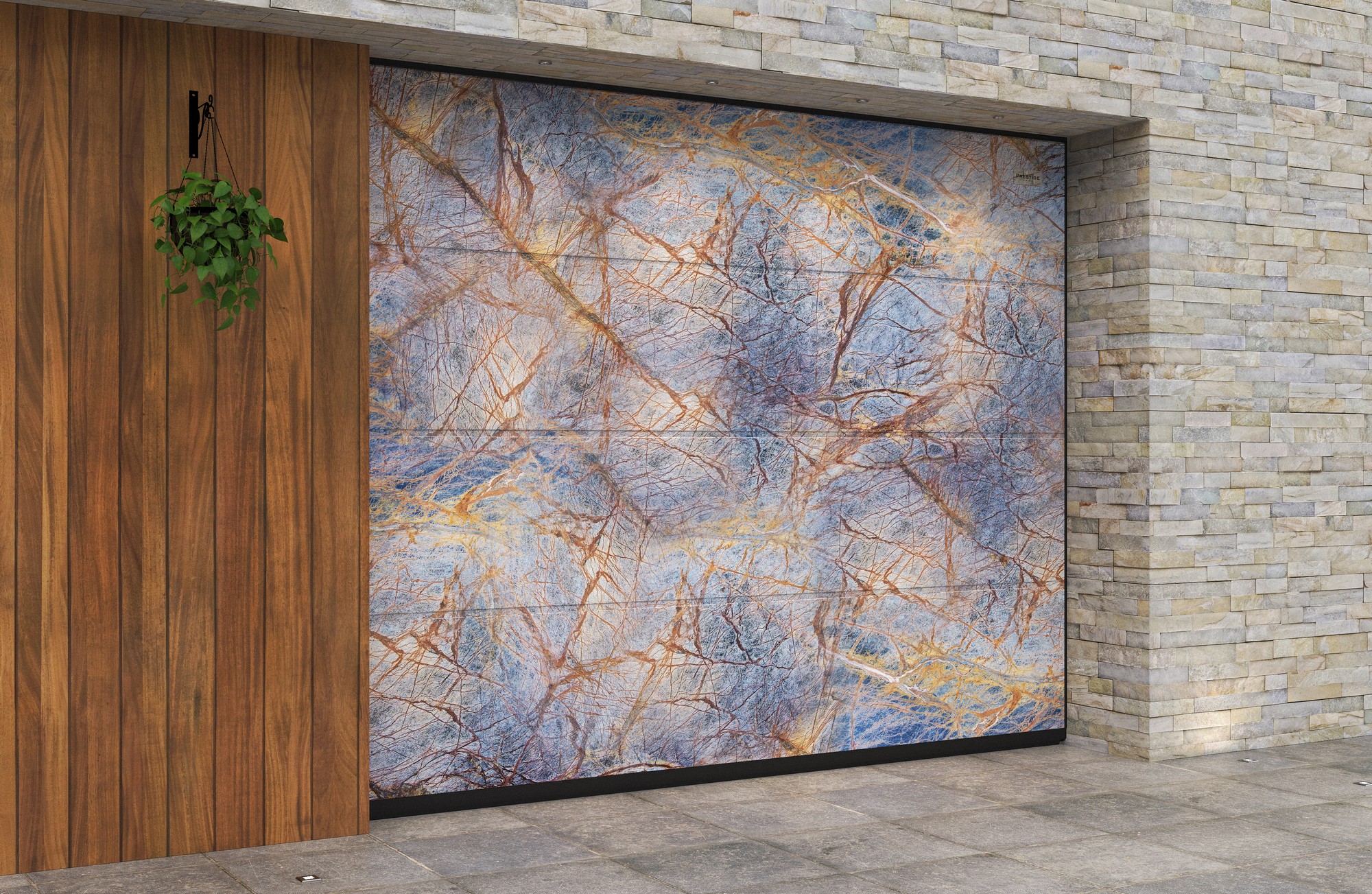 Ворота гаражные секционные Prestige Lux L-гофр smooth 2500х2125мм ALUTECH, Bidasar Brown