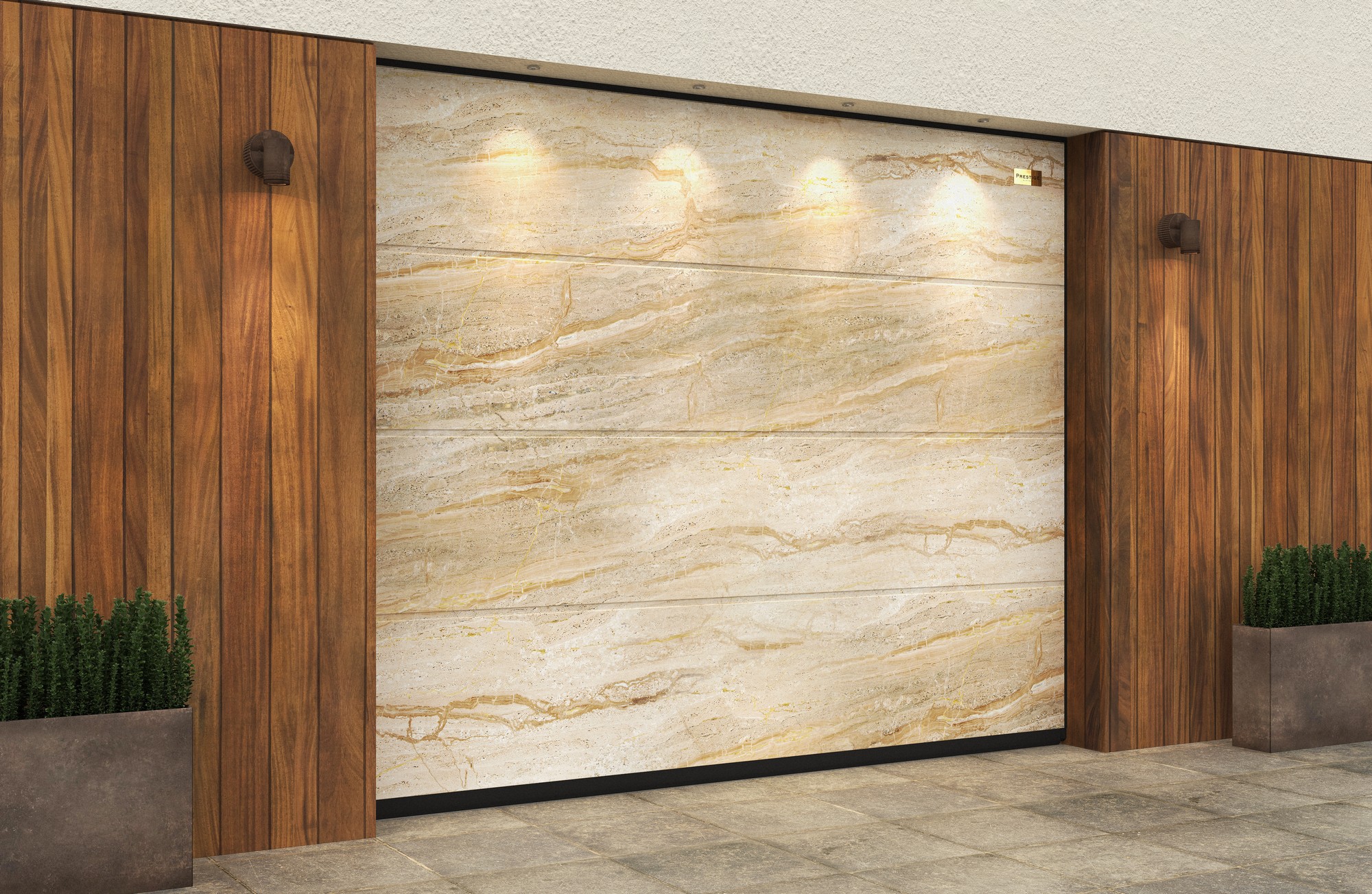 Ворота гаражные секционные Prestige Lux L-гофр smooth 2500х2125мм ALUTECH, Daino Reale