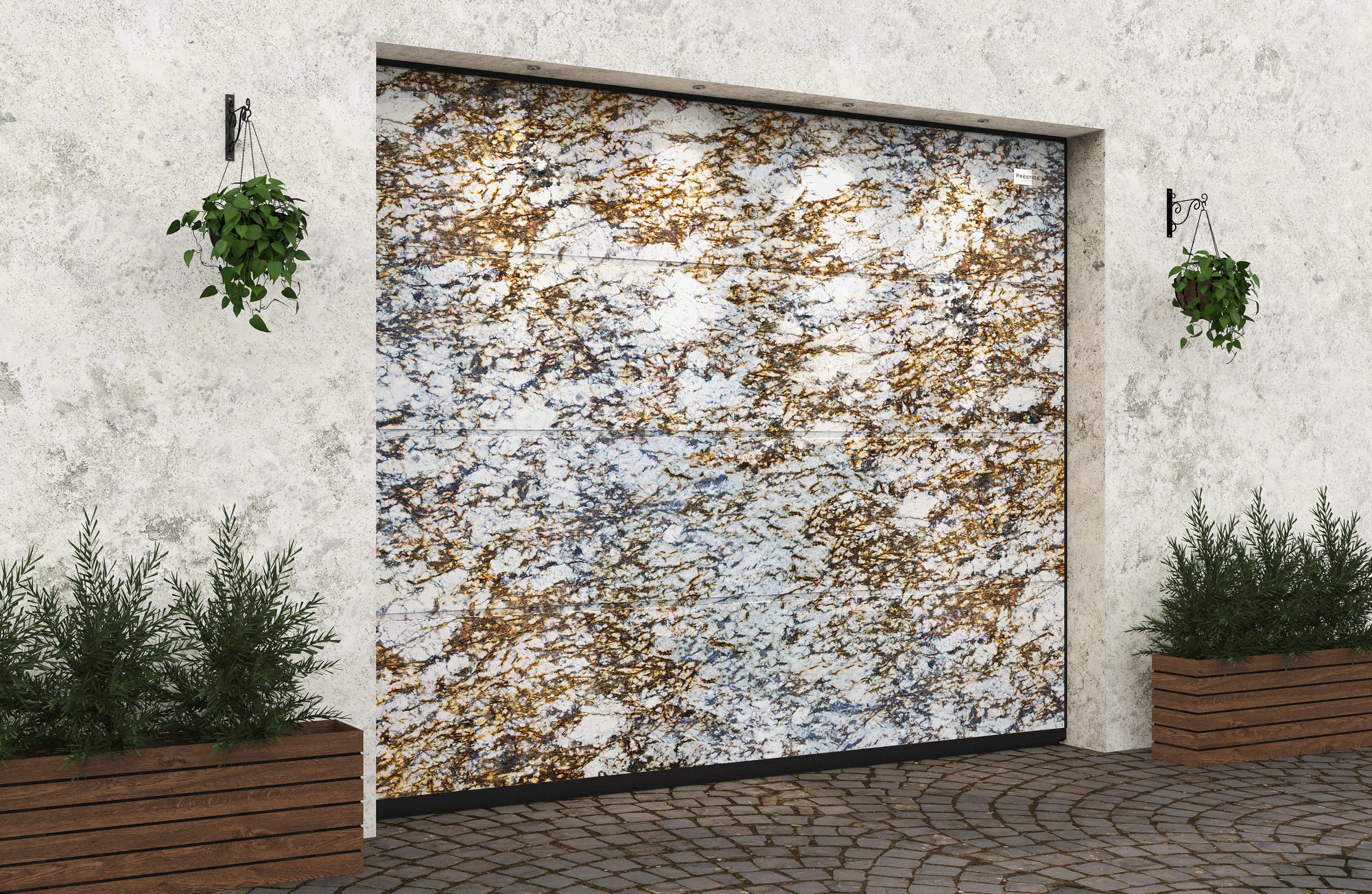 Ворота гаражные секционные Prestige Lux L-гофр smooth 2500х2125мм ALUTECH, Delicatus Gold