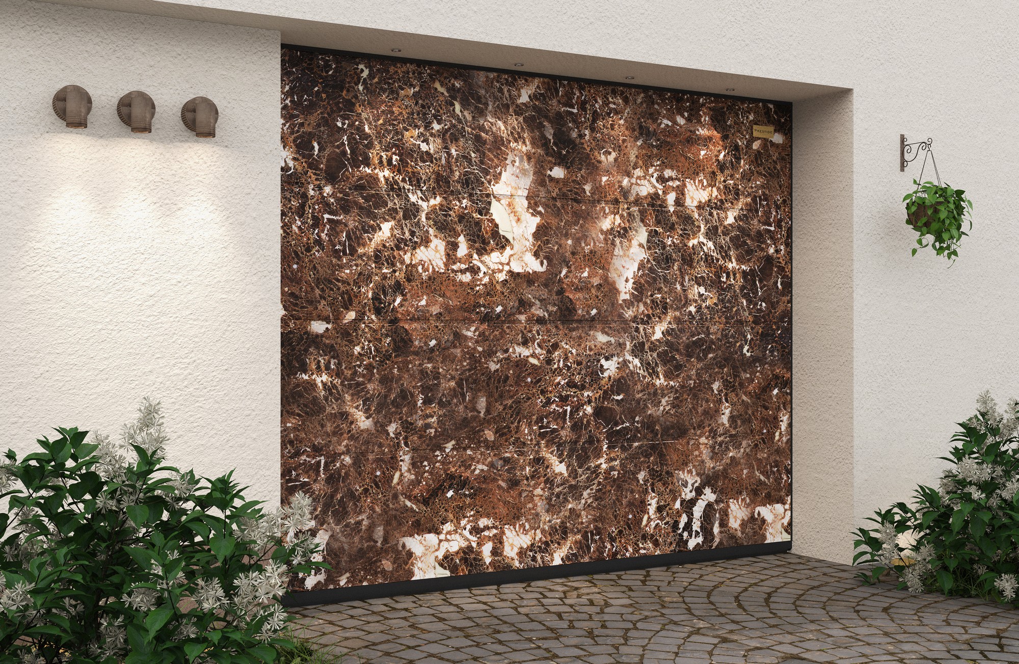 Ворота гаражные секционные Prestige Lux L-гофр smooth 2500х2125мм ALUTECH, Emperador Dark