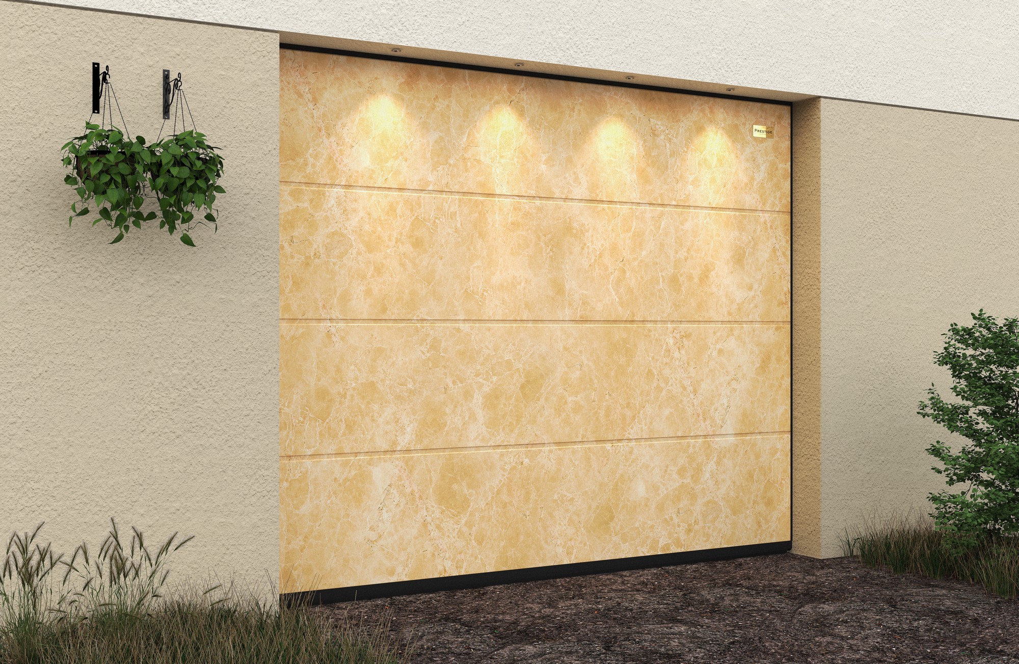 Ворота гаражные секционные Prestige Lux L-гофр smooth 2500х2125мм ALUTECH, Emperador Light