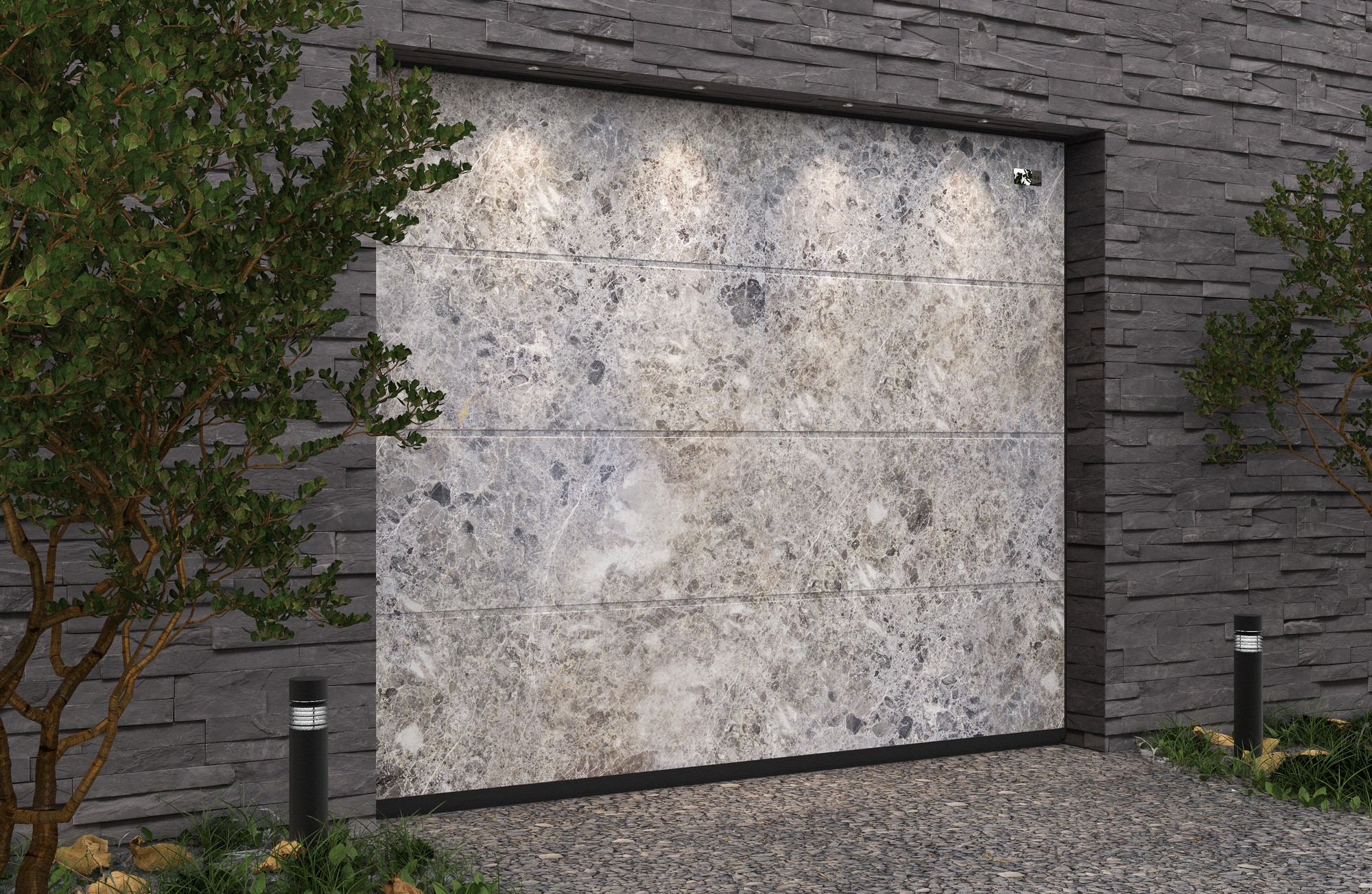 Ворота гаражные секционные Prestige Lux L-гофр smooth 2500х2125мм ALUTECH, Maroon Marinace
