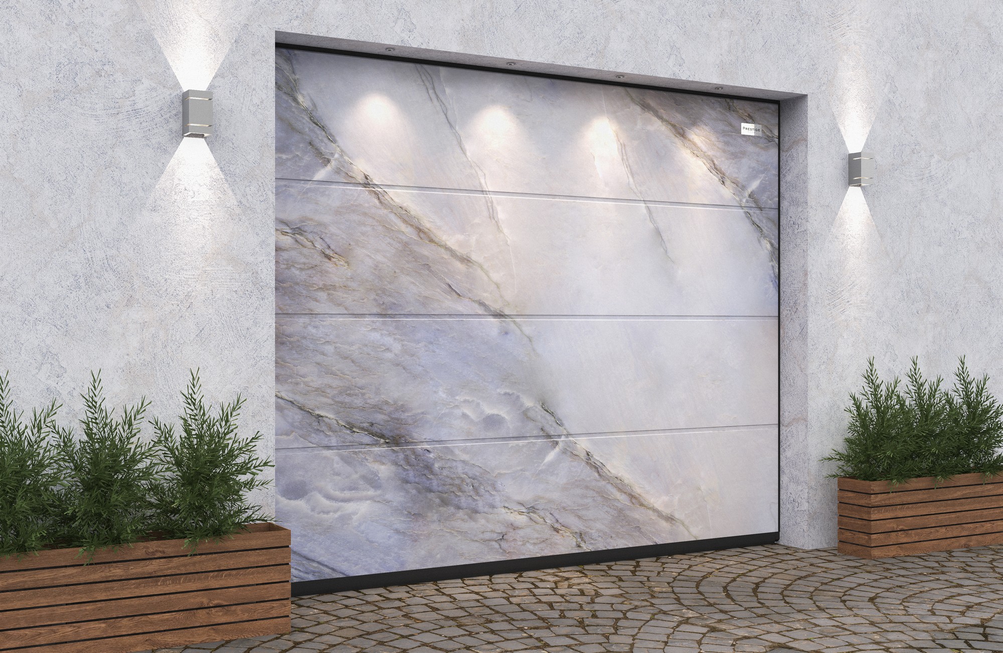 Ворота гаражные секционные Prestige Lux L-гофр smooth 2500х2125мм ALUTECH, Platino Dark
