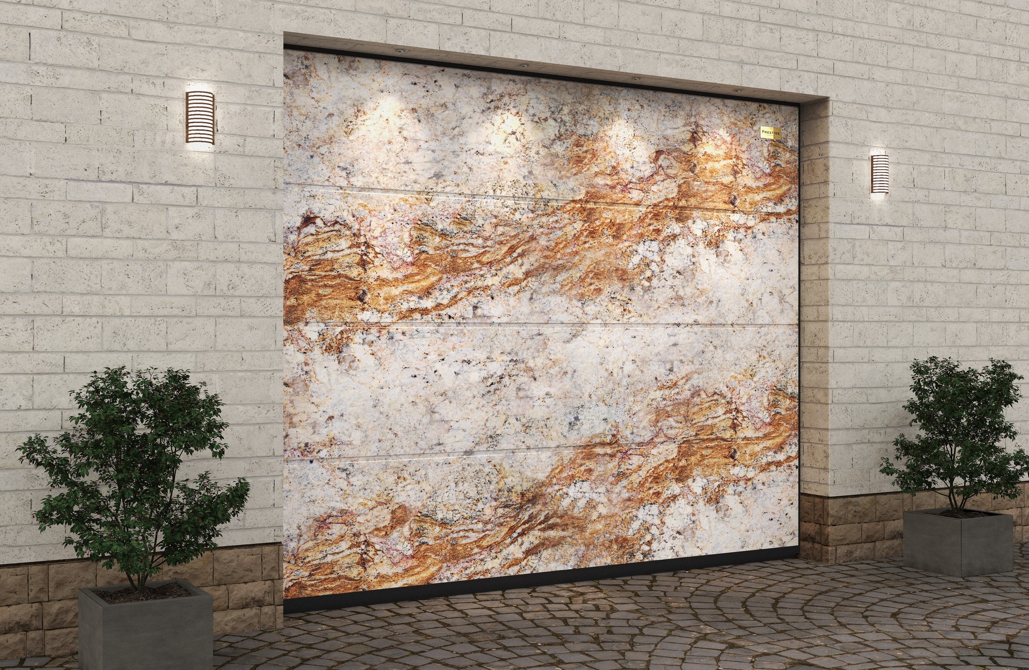 Ворота гаражные секционные Prestige Lux L-гофр smooth 2500х2125мм ALUTECH, Sagitario Granite