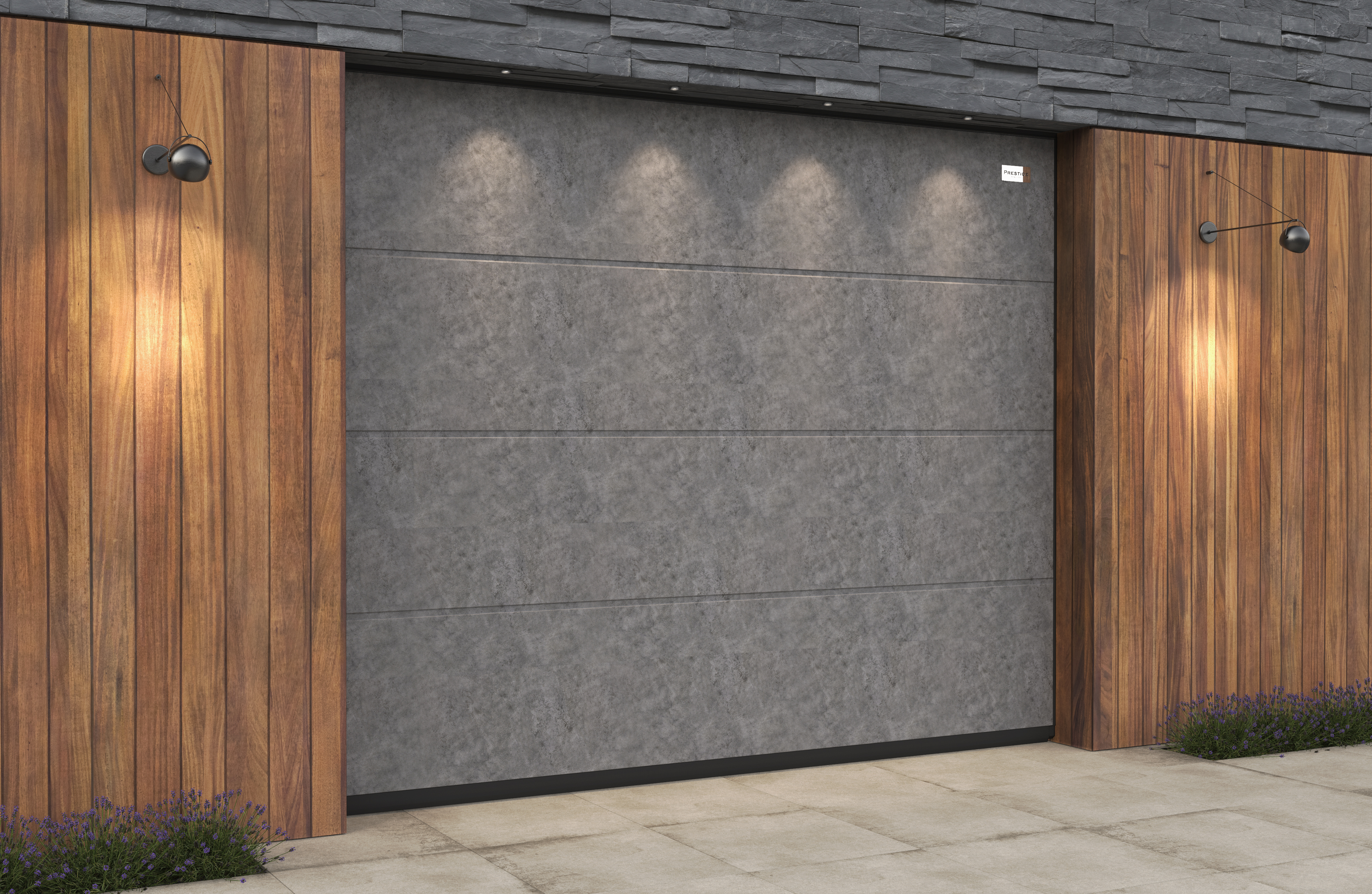 Ворота гаражные секционные Prestige Lux L-гофр smooth 2500х2125мм ALUTECH, Wet concrete