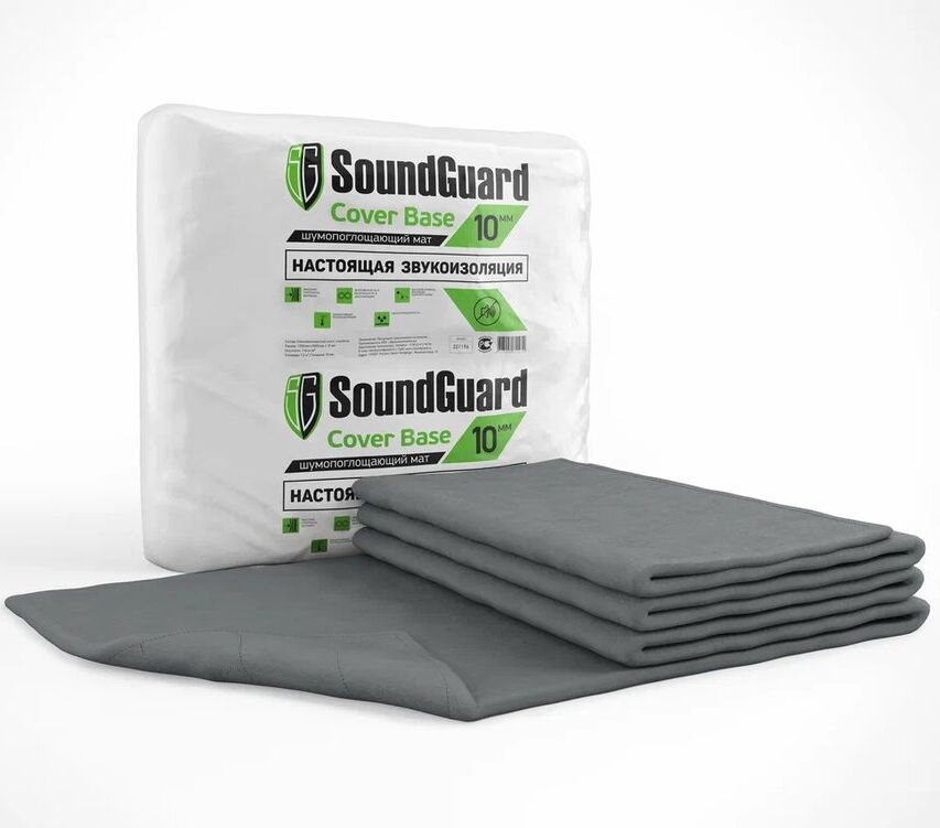 Мат SoundGuard Cover Base 5000х1500х10 мм (7.5 м2 в уп), Мат SoundGuard Cover Base Т=10мм 1.5х5м (7.5м2/уп)