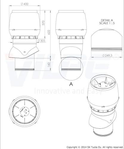 Теплоизолированный вентиляционный выход XL-250/300/500 Vilpe купить в Санкт-Петербурге