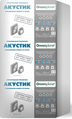Звукоизоляция Greenplanet Акустик 50мм, 6 плит, 4.32м2, 600х1200мм, 0.216м3 Шелтер купить в Санкт-Петербурге