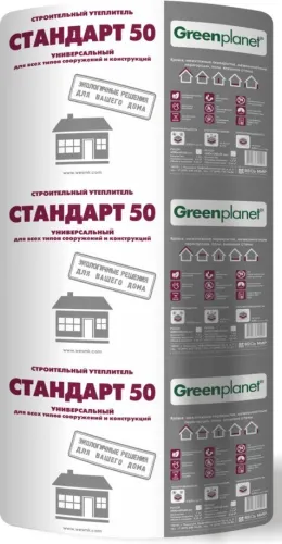 Утеплитель Greenplanet Стандарт 50мм, 2 мата, 7.2м2, 0.6х6м, 0.36м3 Шелтер купить в Санкт-Петербурге