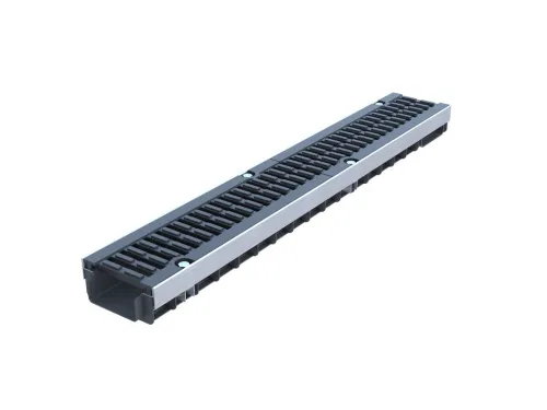 Лоток водоотводный пластиковый PolyMax Drive DN100 H71 "Паркинг" с чугунной решеткой кл. D (комплект) купить в Санкт-Петербурге