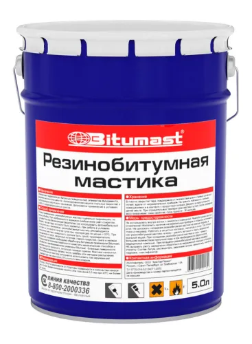 Мастика резинобитумная Bitumast, 5л (4 шт/упаковка) купить в Санкт-Петербурге