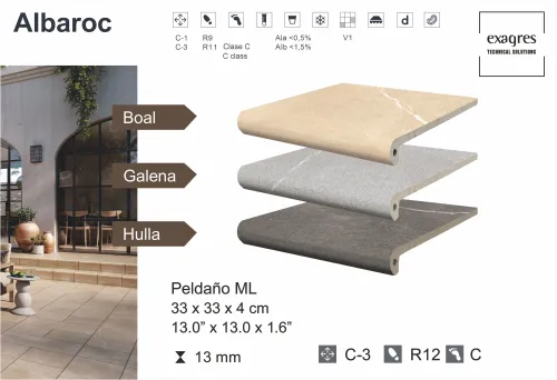 Ступень фронтальная Peldano Florentino Albaroc Hulla 33х33х1.3 матовая Exagres купить в Санкт-Петербурге