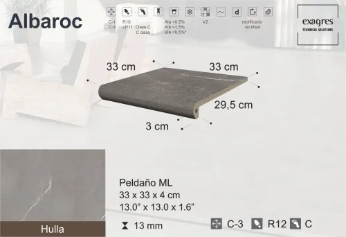 Ступень фронтальная Peldano Florentino Albaroc Hulla 33х33х1.3 матовая Exagres купить в Санкт-Петербурге