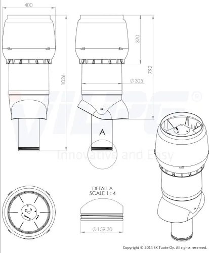 Теплоизолированный вентиляционный выход  XL-160/300/700 Vilpe купить в Санкт-Петербурге