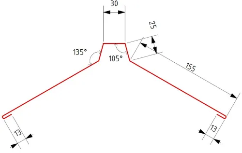 Коньковая планка 155х25х30х25х155-2000мм Rooftop Matte (Стальной бархат) купить в Санкт-Петербурге