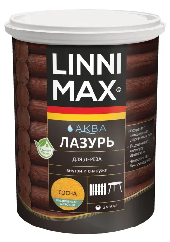 Аква Лазурь для дерева Сосна 0,9л Лессирующий антисептик LINNIMAX купить в Санкт-Петербурге