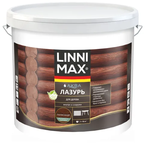 Аква Лазурь для дерева Палисандр 9л Лессирующий антисептик LINNIMAX купить в Санкт-Петербурге