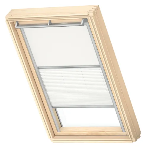 Затемняющая штора-плиссе Дуо DFD 1025/1016 белая PК08 94*140 Velux купить в Санкт-Петербурге