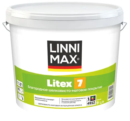 Litex 7 9л Краска водно-дисперсионная для внутренних работ База1 LINNIMAX купить в Санкт-Петербурге
