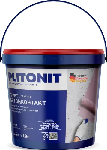 PLITONIT Грунт БетонКонтакт -4,5 адгезионный праймер для обработки гладких оснований купить в Санкт-Петербурге