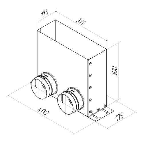 Пленум напольный на 2 выхода VPF 300x100/90x2 Provent (Комплектуется без фланцев. Фланцы/заглушки необходимо докупать дополнительно) купить в Санкт-Петербурге