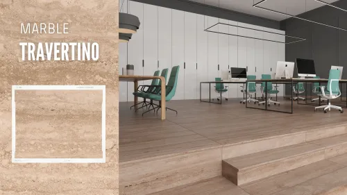 Ступень фронтальная Peldano Marble Travertino Beige 33х120х1.4 матовая Gres de Aragon купить в Санкт-Петербурге