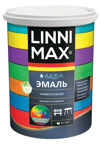 Аква Эмаль универсальная шелковисто-матовая 0,85л акриловая База3 LINNIMAX купить в Санкт-Петербурге