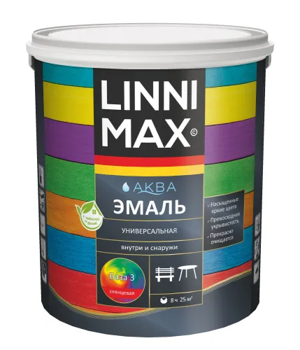 Аква Эмаль универсальная глянцевая 2,35л акриловая База3 LINNIMAX купить в Санкт-Петербурге