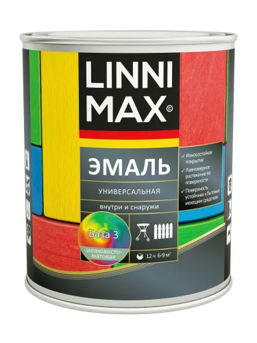 Эмаль универсальная шелковисто-матовая 0,69л алкидная База3 LINNIMAX купить в Санкт-Петербурге