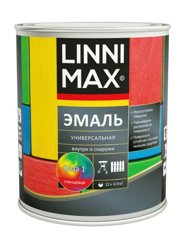 Эмаль универсальная глянцевая 0,75л алкидная База1 LINNIMAX купить в Санкт-Петербурге