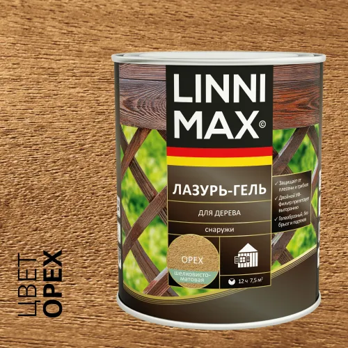 Лазурь-гель для дерева Орех 0,75л Лессирующий антисептик LINNIMAX купить в Санкт-Петербурге