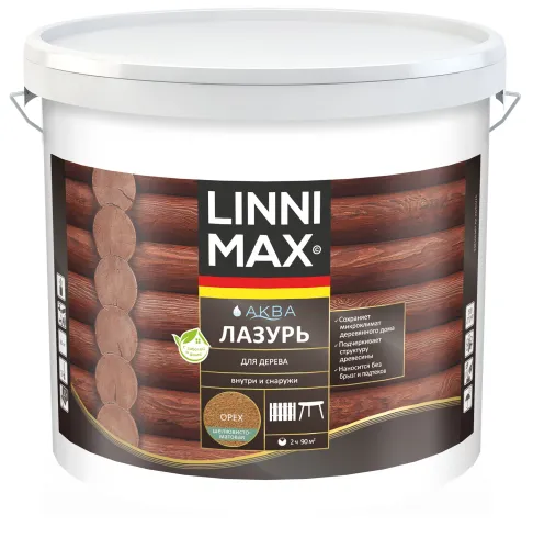 Аква Лазурь для дерева Орех 9л Лессирующий антисептик LINNIMAX купить в Санкт-Петербурге